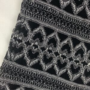 Hugo Buscati size small knit heart Black white vintage mini dress off shoulder y